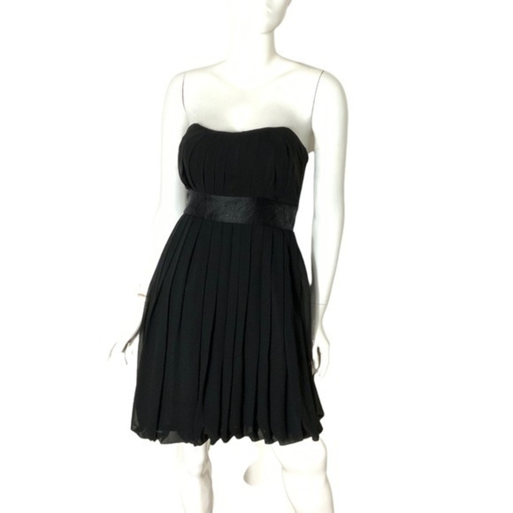 WHBM dress formal black Women's 2 bubble hem sleeveless accordion pleats‎
